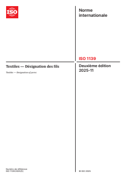 ISO 1139:2025 ISO 1139:2025 - Textiles — Désignation des fils
Released:16. 12. 2025 - Page 1 preview
