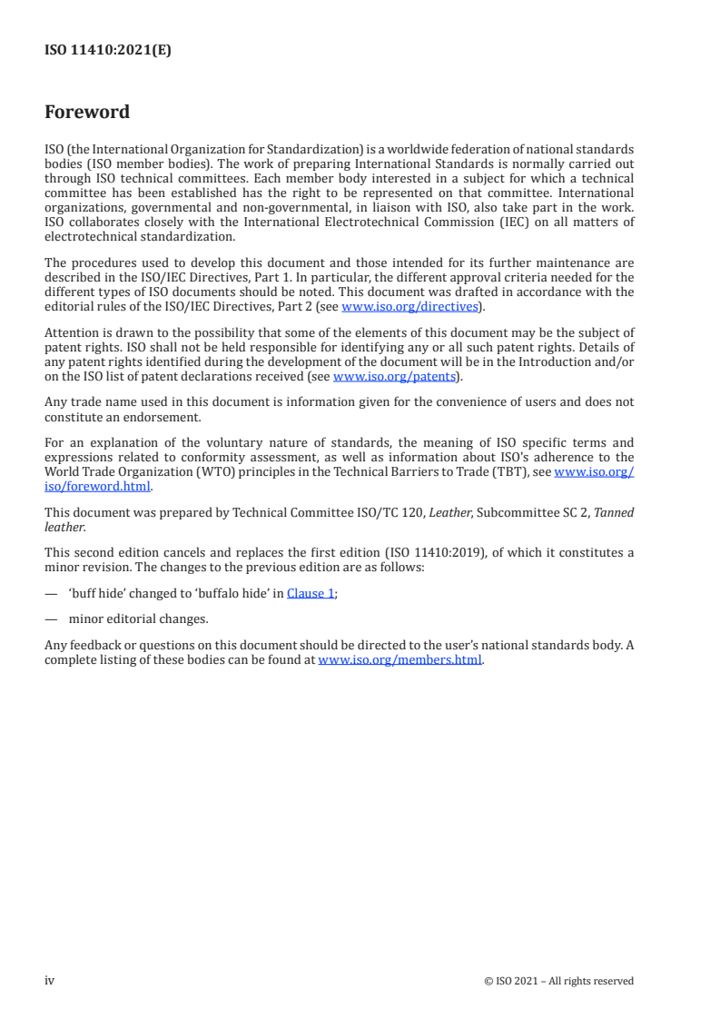 ISO 11410:2021 ISO 11410:2021 - Leather — Guidelines for packaging of wet blue leather/28/2021 - Page 4 preview