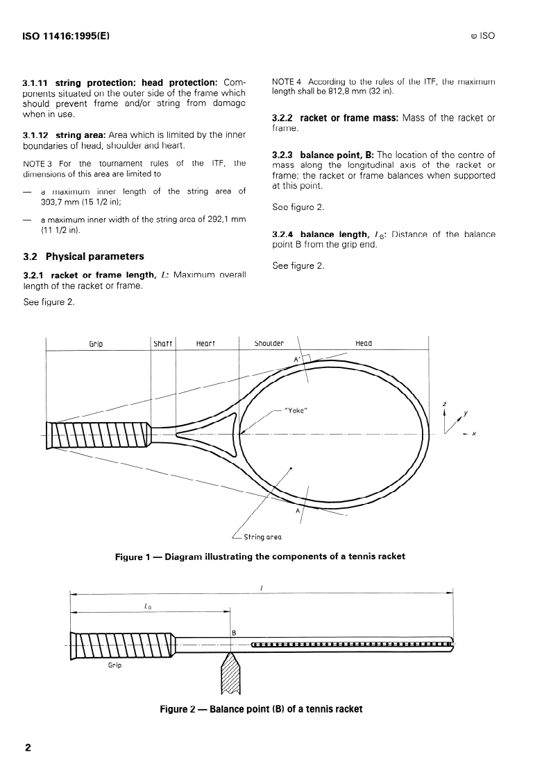 ISO 11416:1995 ISO 11416:1995 - Tennis rackets — Racket components and physical parameters/1/1995 - Page 4 preview