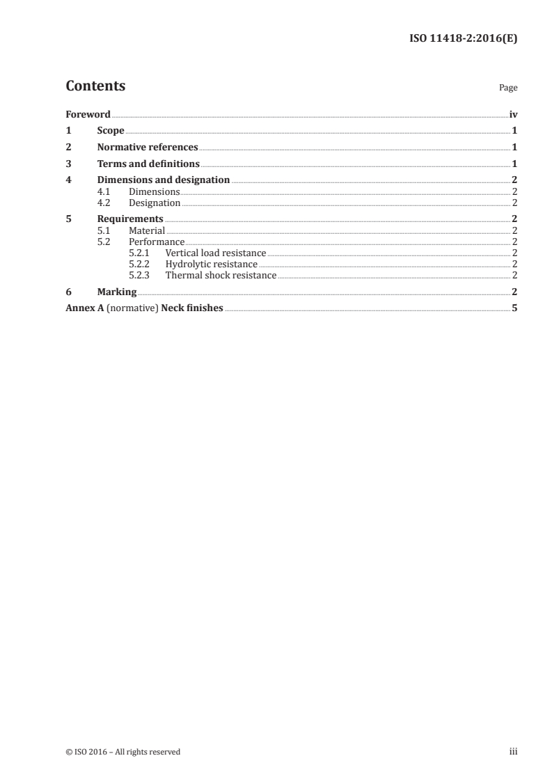 ISO 11418-2:2016 ISO 11418-2:2016 - Containers and accessories for pharmaceutical preparations — Part 2: Screw-neck glass bottles for syrups/14/2016 - Page 3 preview