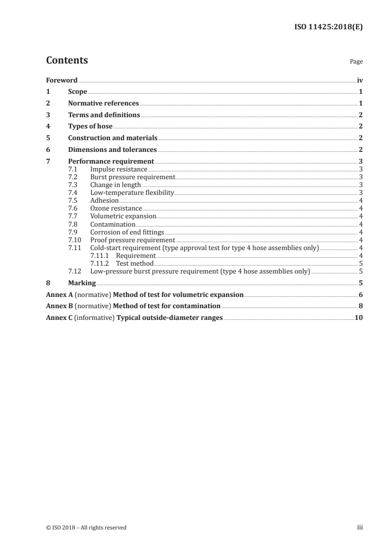 ISO 11425:2018 ISO 11425:2018 - Rubber hoses and hose assemblies for automobile power-steering systems — Specification/31/2018 - Page 3 preview