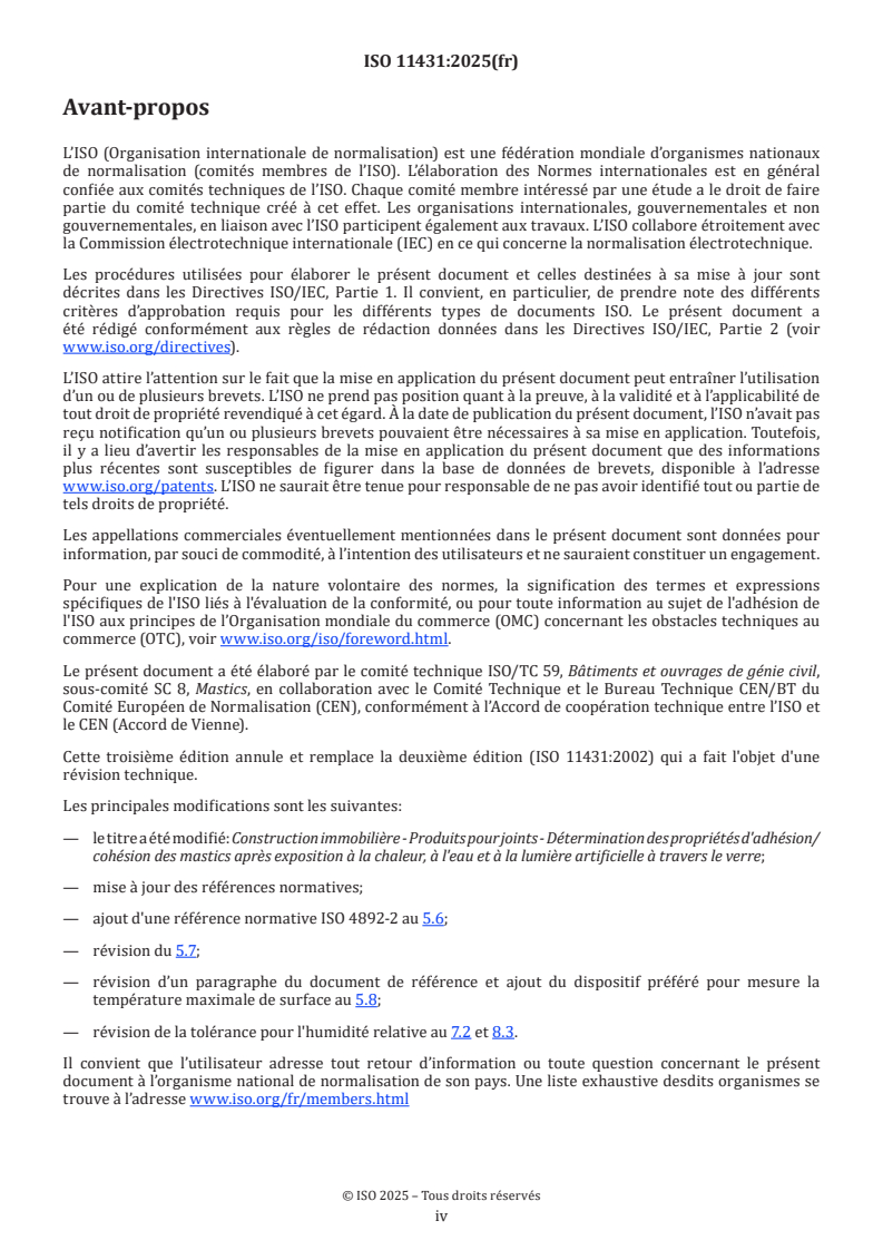 ISO 11431:2025 ISO 11431:2025 - Mastics pour le bâtiment et le génie civil — Détermination des propriétés d'adhésivité et de cohésion des mastics après exposition à la chaleur, à l'eau et à la lumière artificielle à travers le verre
Released:27. 08. 2025 - Page 4 preview