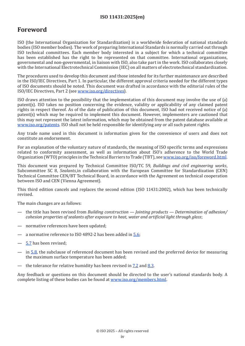 ISO 11431:2025 ISO 11431:2025 - Building and civil engineering sealants — Determination of adhesion and cohesion properties of sealants after exposure to heat, water and artificial light through glass
Released:27. 08. 2025 - Page 4 preview