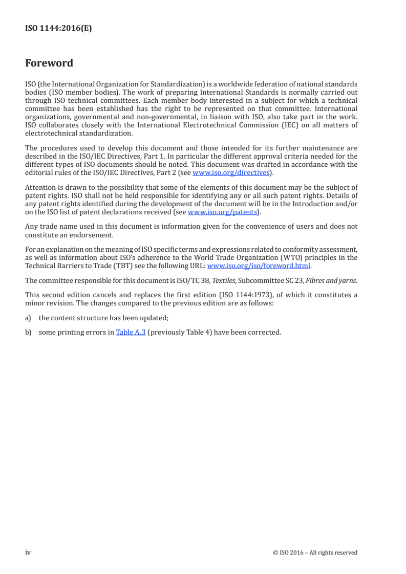 ISO 1144:2016 ISO 1144:2016 - Textiles — Universal system for designating linear density (Tex System)/14/2016 - Page 4 preview