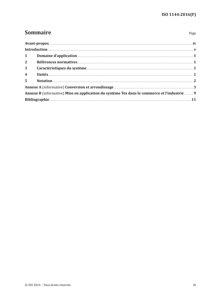 ISO 1144:2016 ISO 1144:2016 - Textiles — Système universel de désignation de la masse linéique (système Tex)/14/2016 - Page 3 preview