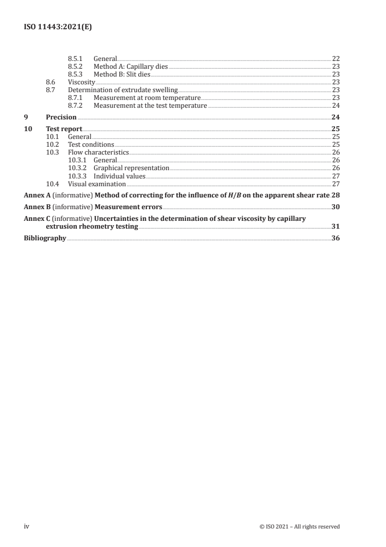 ISO 11443:2021 ISO 11443:2021 - Plastics — Determination of the fluidity of plastics using capillary and slit-die rheometers/26/2021 - Page 4 preview