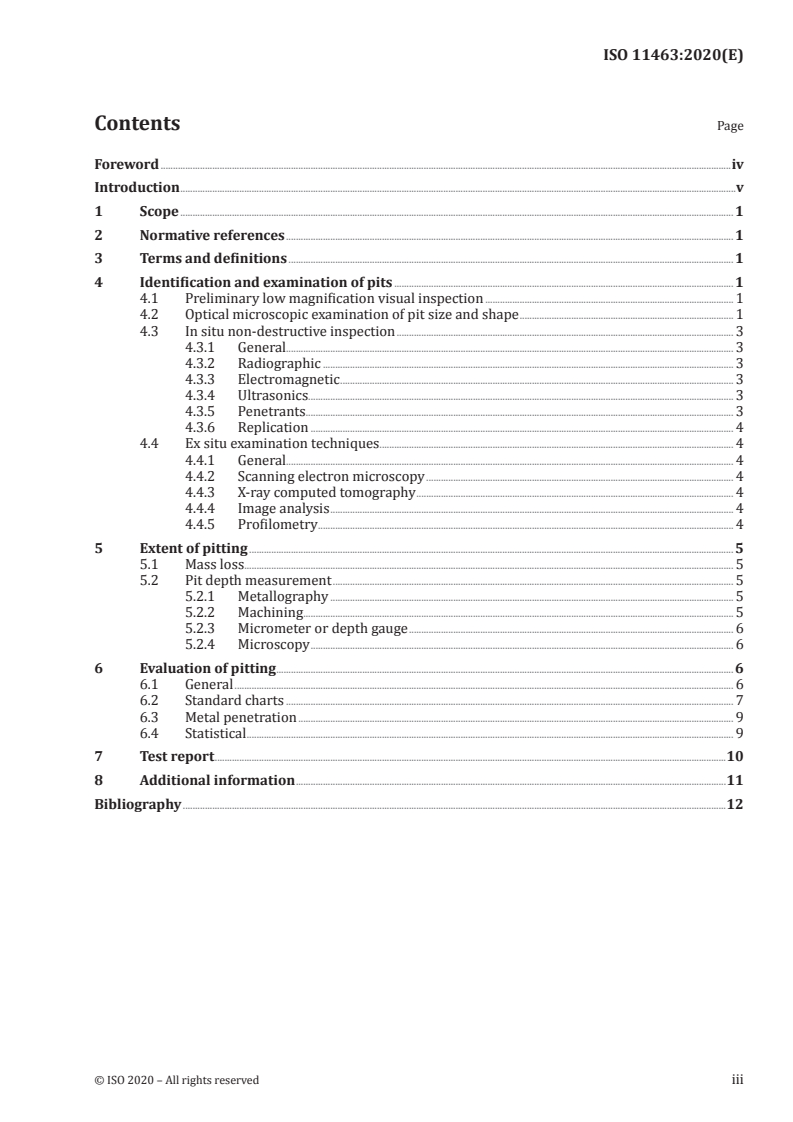 ISO 11463:2020 ISO 11463:2020 - Corrosion of metals and alloys — Guidelines for the evaluation of pitting corrosion/6/2020 - Page 3 preview