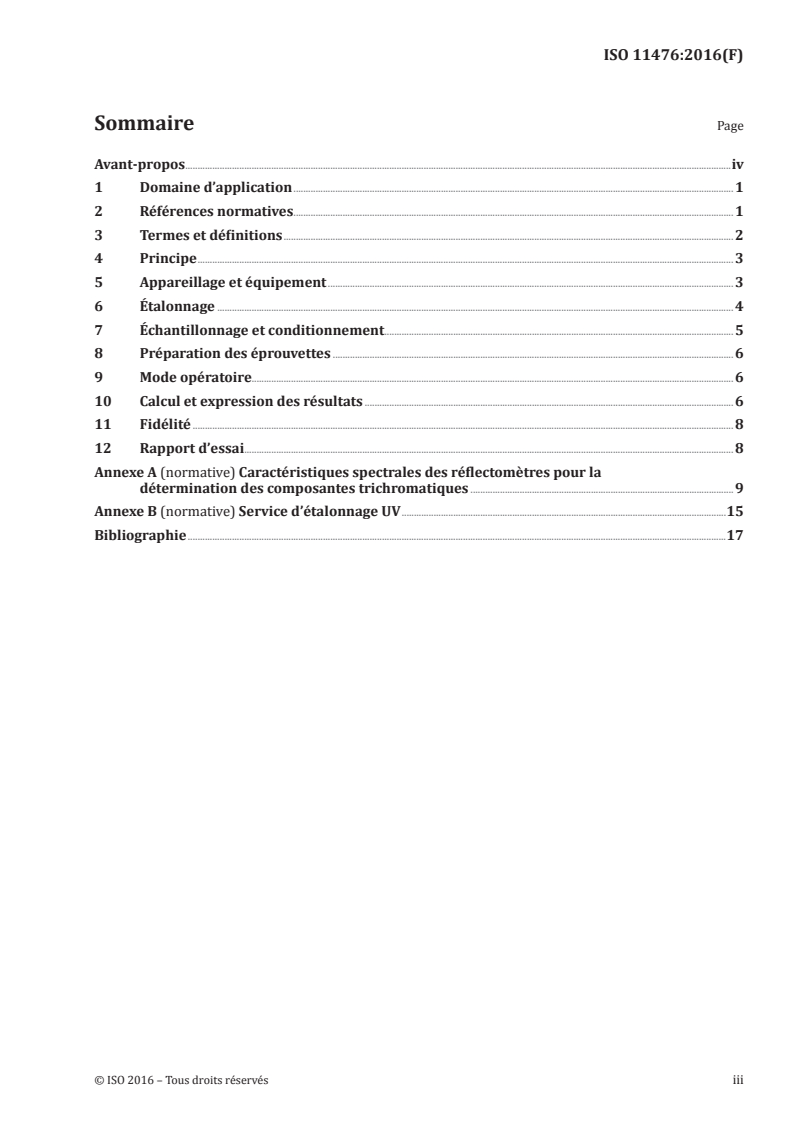ISO 11476:2016 ISO 11476:2016 - Papier et carton — Détermination du degré de blanc CIE C/2° (éclairage intérieur)/5/2016 - Page 3 preview