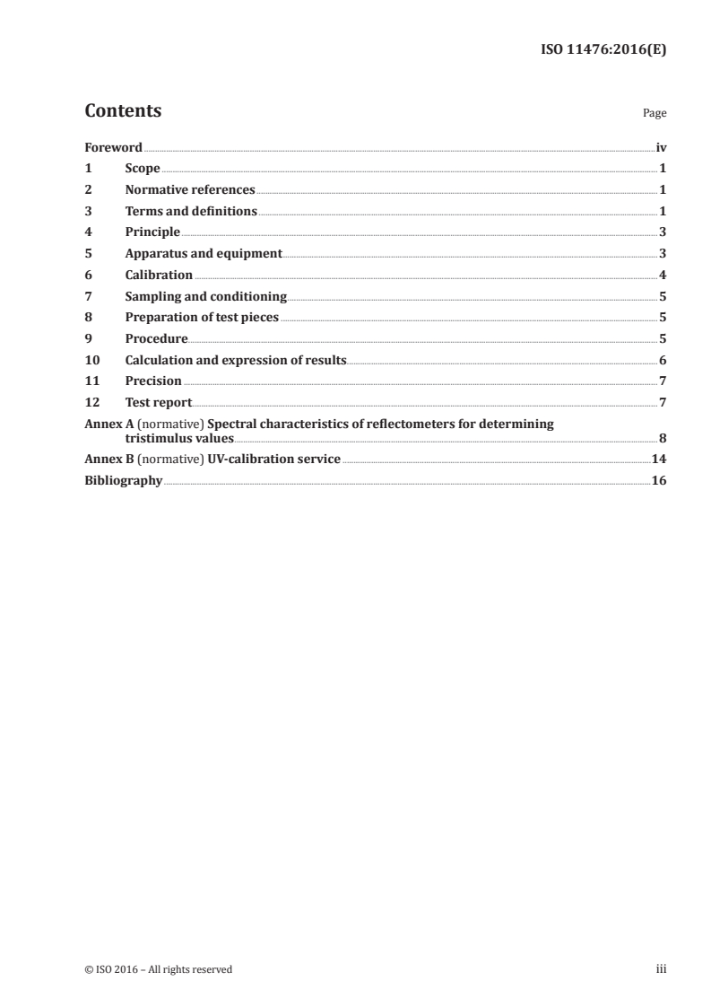 ISO 11476:2016 ISO 11476:2016 - Paper and board — Determination of CIE whiteness, C/2° (indoor illumination conditions)/5/2016 - Page 3 preview