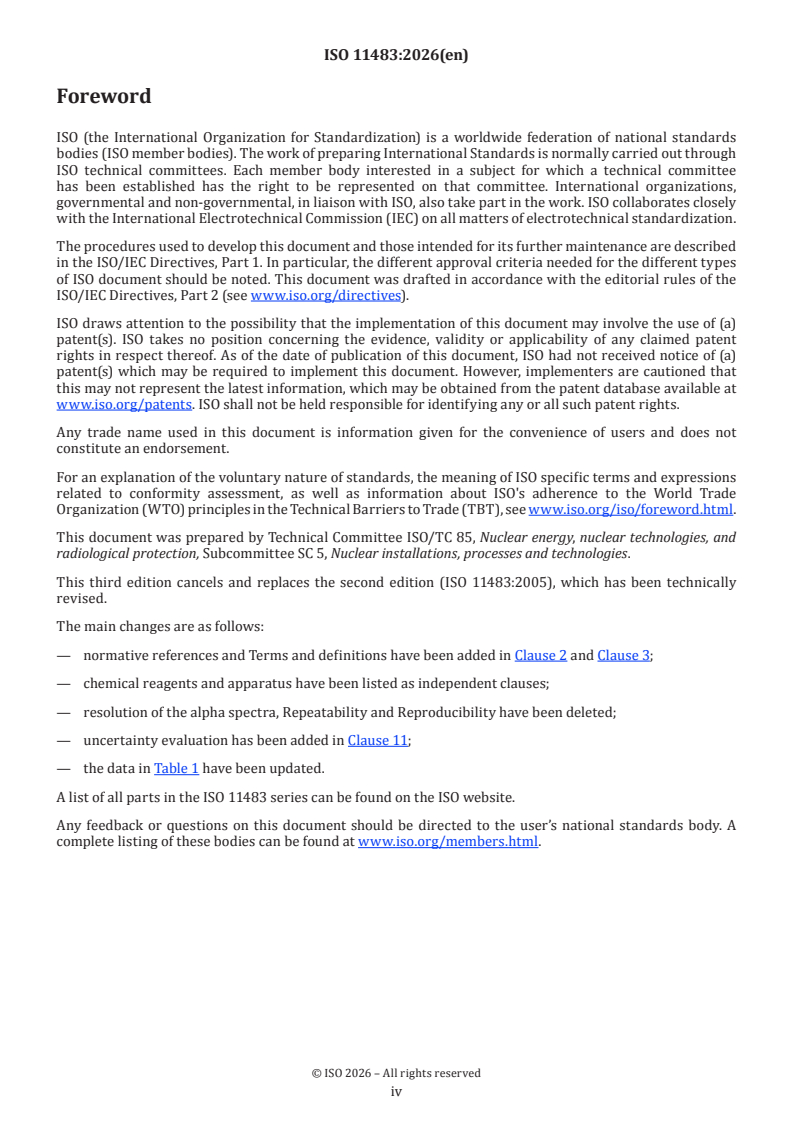 ISO 11483:2026 ISO 11483:2026 - Nuclear fuel technology — Preparation of plutonium sources and determination of 238Pu/239Pu isotope ratio by alpha spectrometry - Page 4 preview