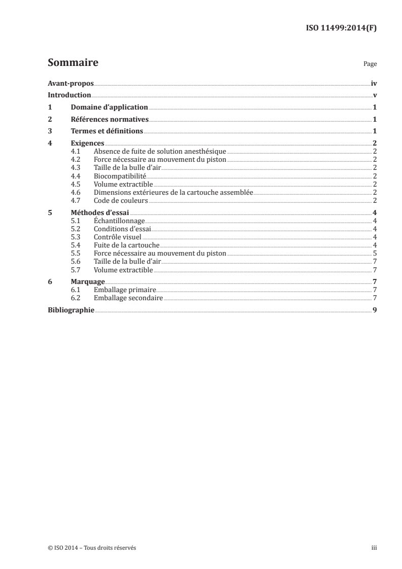 ISO 11499:2014 ISO 11499:2014 - Médecine bucco-dentaire — Cartouches à usage unique pour anesthésiques locaux/21/2014 - Page 3 preview