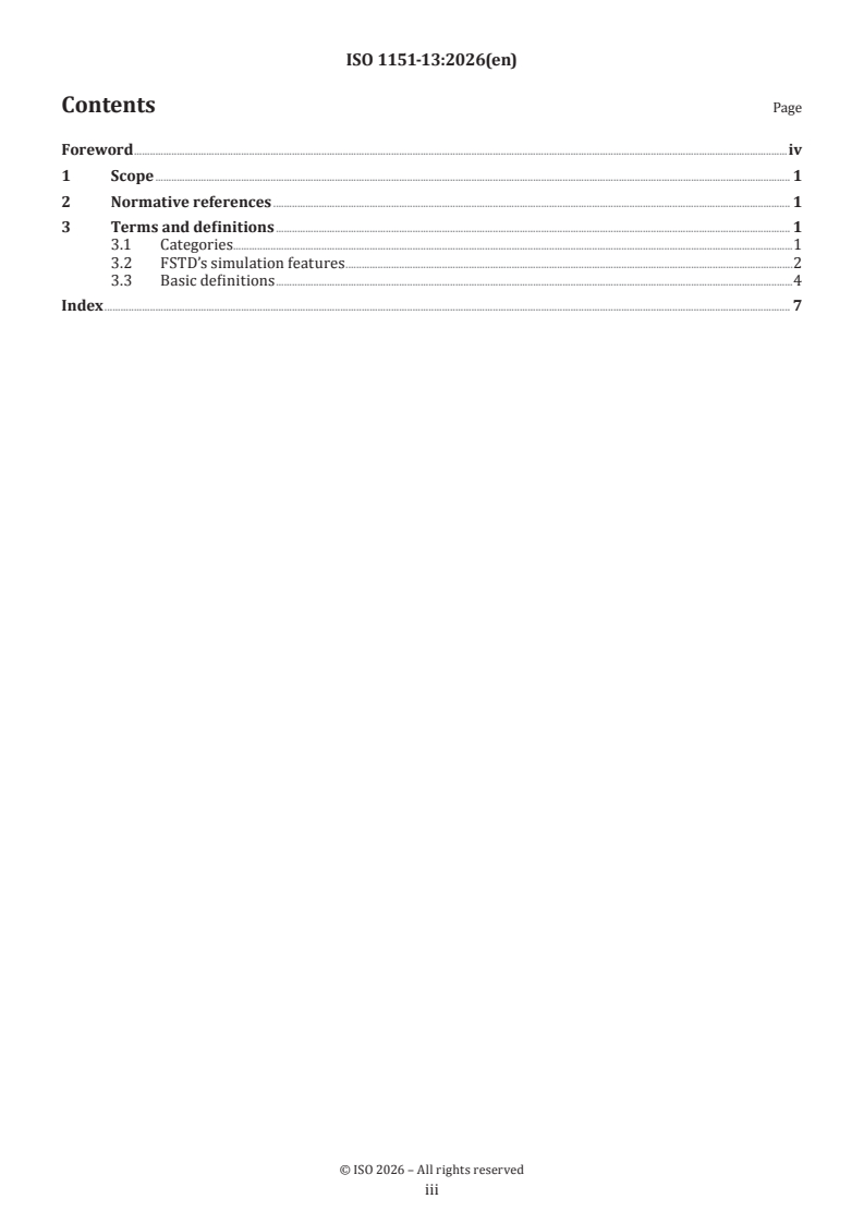 ISO 1151-13:2026 ISO 1151-13:2026 - Flight dynamics — Vocabulary — Part 13: Training devices - Page 3 preview