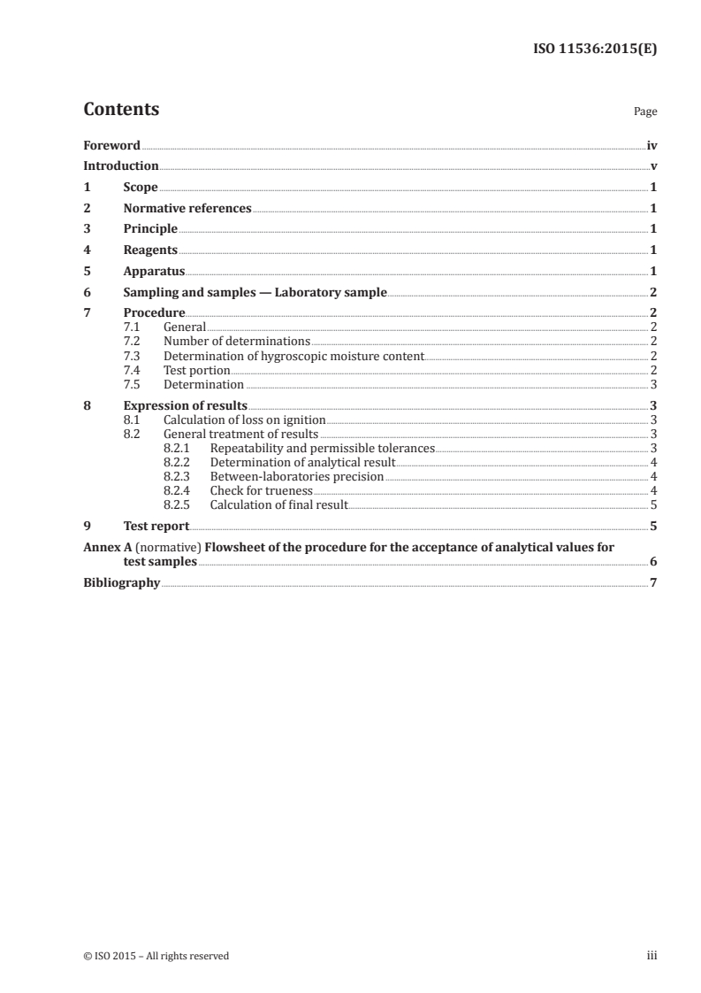 ISO 11536:2015 ISO 11536:2015 - Iron ores — Determination of loss on ignition — Gravimetric method/20/2015 - Page 3 preview