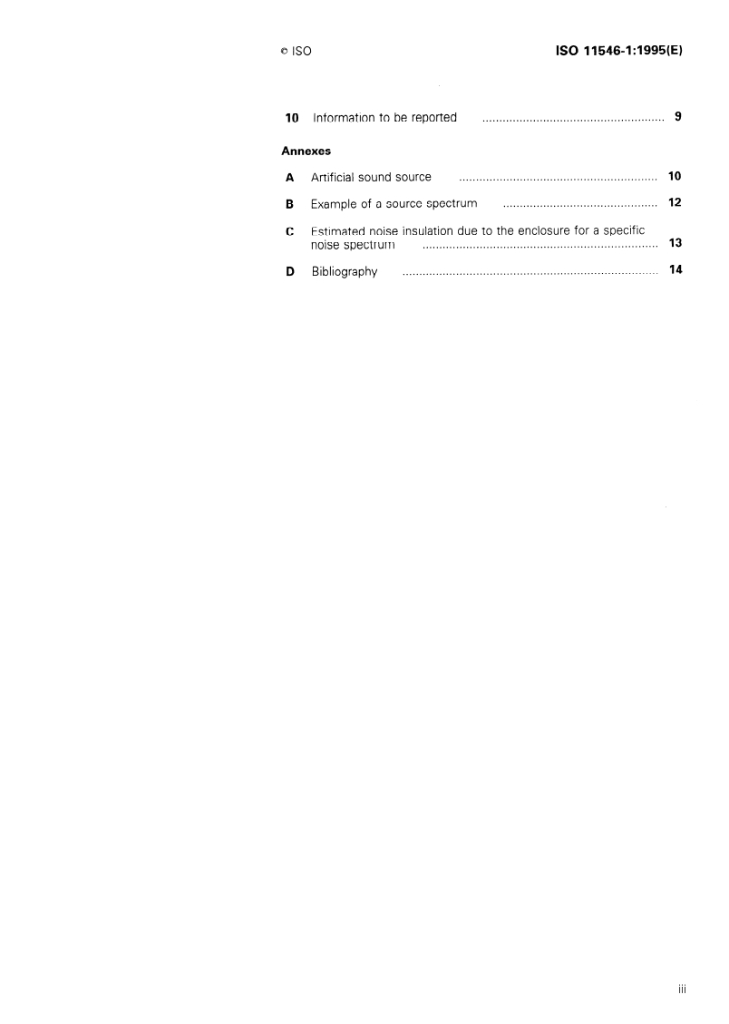 ISO 11546-1:1995 ISO 11546-1:1995 - Acoustics — Determination of sound insulation performances of enclosures — Part 1: Measurements under laboratory conditions (for declaration purposes)/7/1995 - Page 3 preview