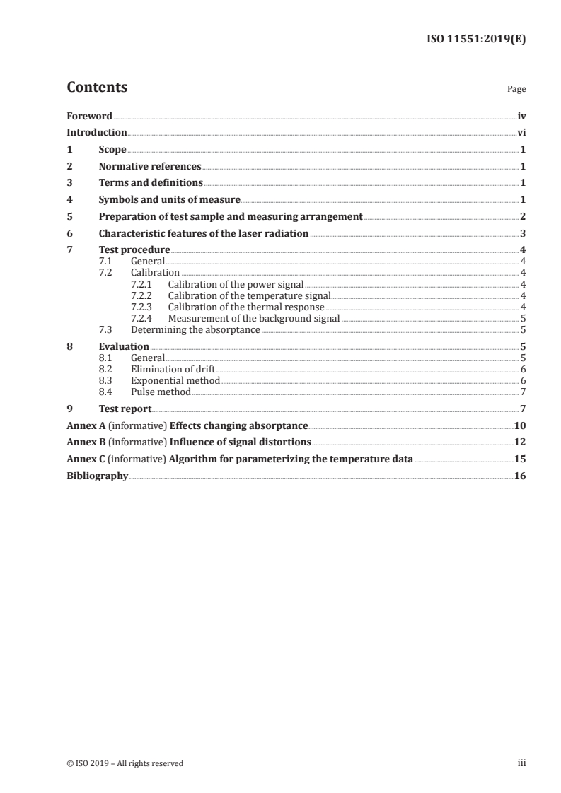 ISO 11551:2019 ISO 11551:2019 - Optics and photonics — Lasers and laser-related equipment — Test method for absorptance of optical laser components/16/2020 - Page 3 preview