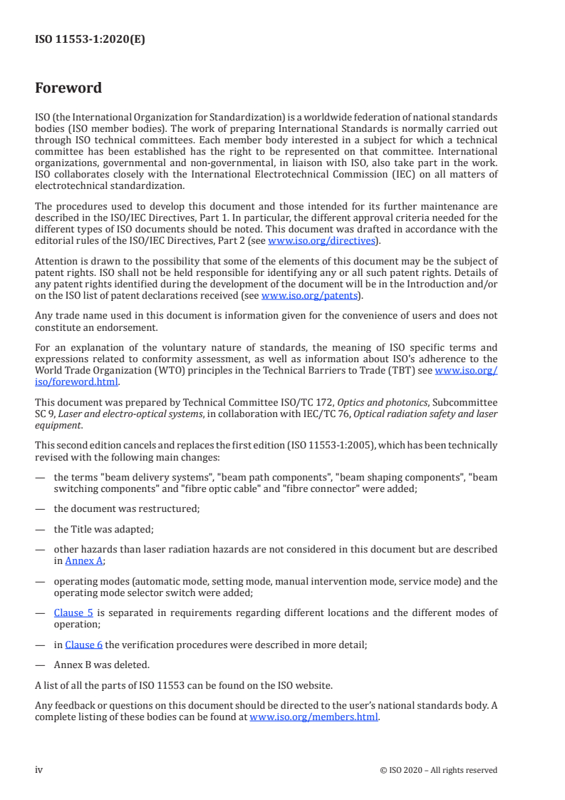 ISO 11553-1:2020 ISO 11553-1:2020 - Safety of machinery — Laser processing machines — Part 1: Laser safety requirements/2/2020 - Page 4 preview