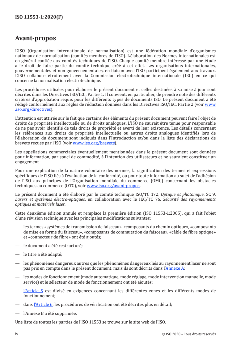 ISO 11553-1:2020 ISO 11553-1:2020 - Sécurité des machines — Machines à laser — Partie 1: Exigences de sécurité laser/2/2020 - Page 4 preview