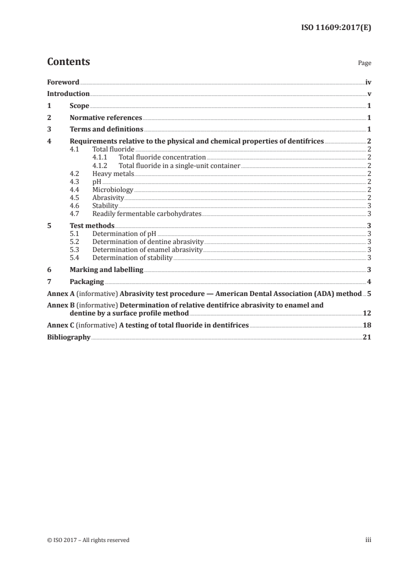ISO 11609:2017 ISO 11609:2017 - Dentistry — Dentifrices — Requirements, test methods and marking/22/2017 - Page 3 preview