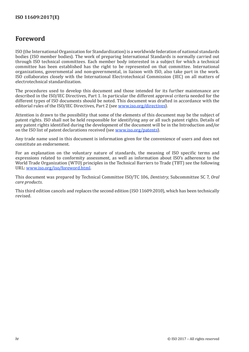 ISO 11609:2017 ISO 11609:2017 - Dentistry — Dentifrices — Requirements, test methods and marking/22/2017 - Page 4 preview