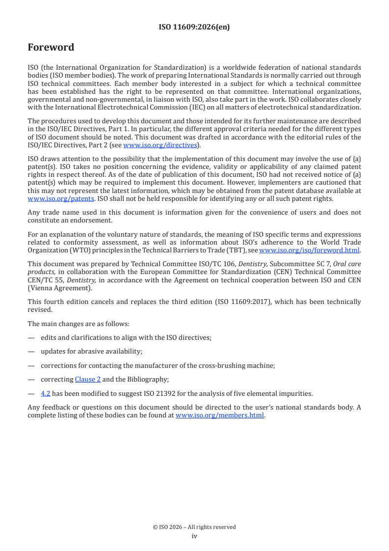 ISO 11609:2026 ISO 11609:2026 - Dentistry — Dentifrices — Requirements, test methods and marking - Page 4 preview