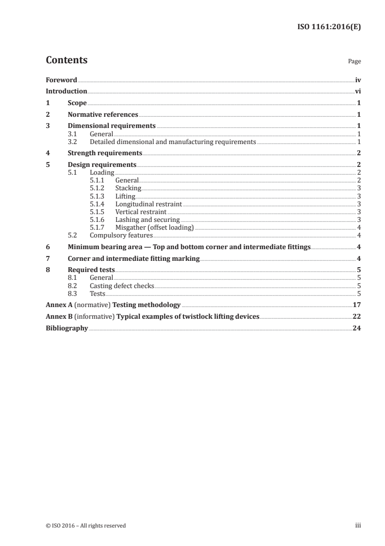 ISO 1161:2016 ISO 1161:2016 - Series 1 freight containers — Corner and intermediate fittings — Specifications/11/2016 - Page 3 preview