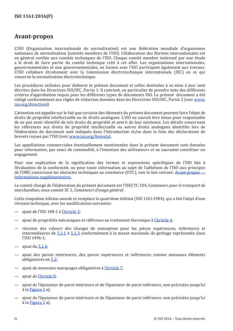 ISO 1161:2016 ISO 1161:2016 - Conteneurs de la série 1 — Pièces de coin et pièces de fixation intermédiaires — Spécifications/11/2016 - Page 4 preview