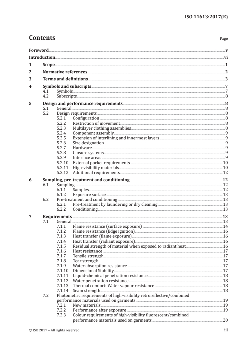 ISO 11613:2017 ISO 11613:2017 - Protective clothing for firefighter's who are engaged in support activities associated with structural fire fighting — Laboratory test methods and performance/19/2017 - Page 3 preview