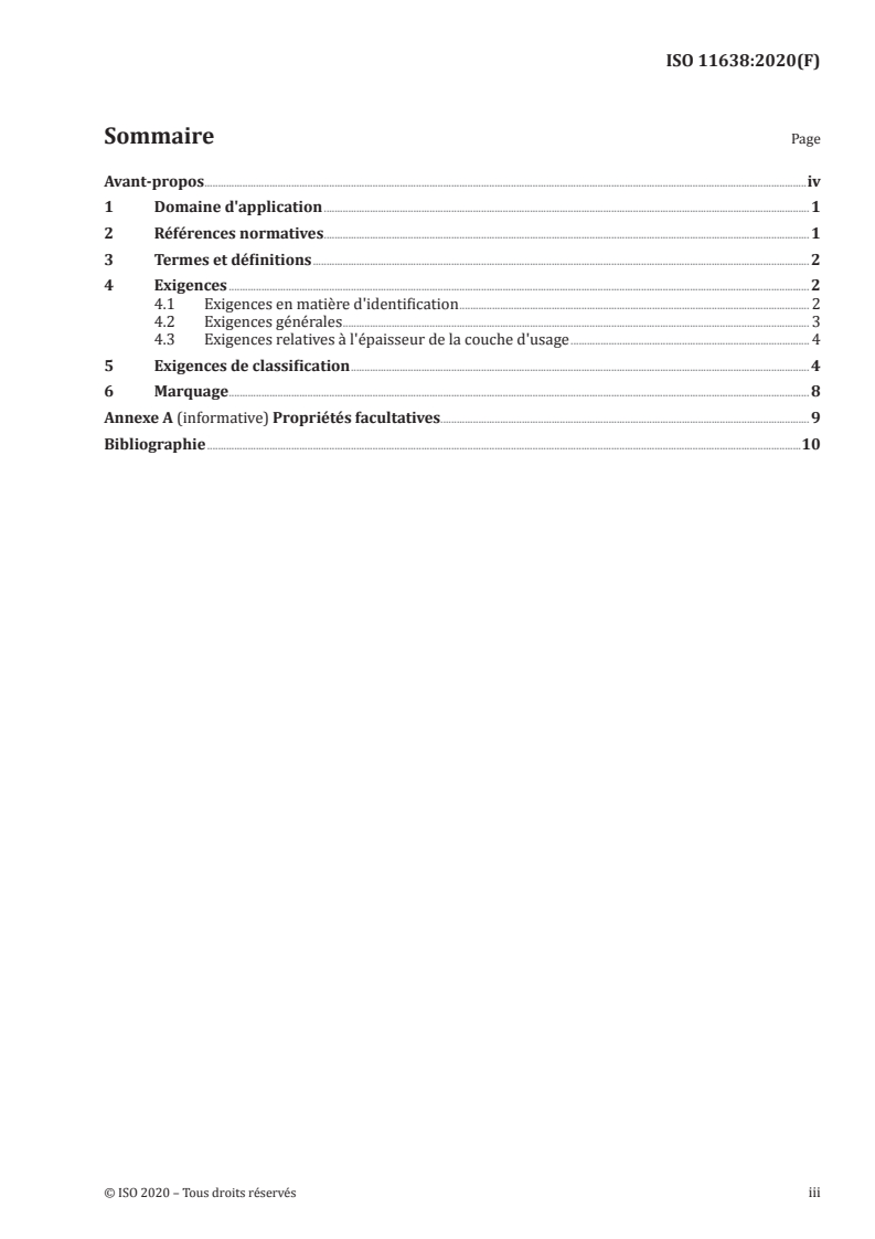 ISO 11638:2020 ISO 11638:2020 - Revêtements de sol résilients — Revêtements de sol hétérogènes sur mousse à base de poly(chlorure de vinyle) — Spécification/6/2021 - Page 3 preview