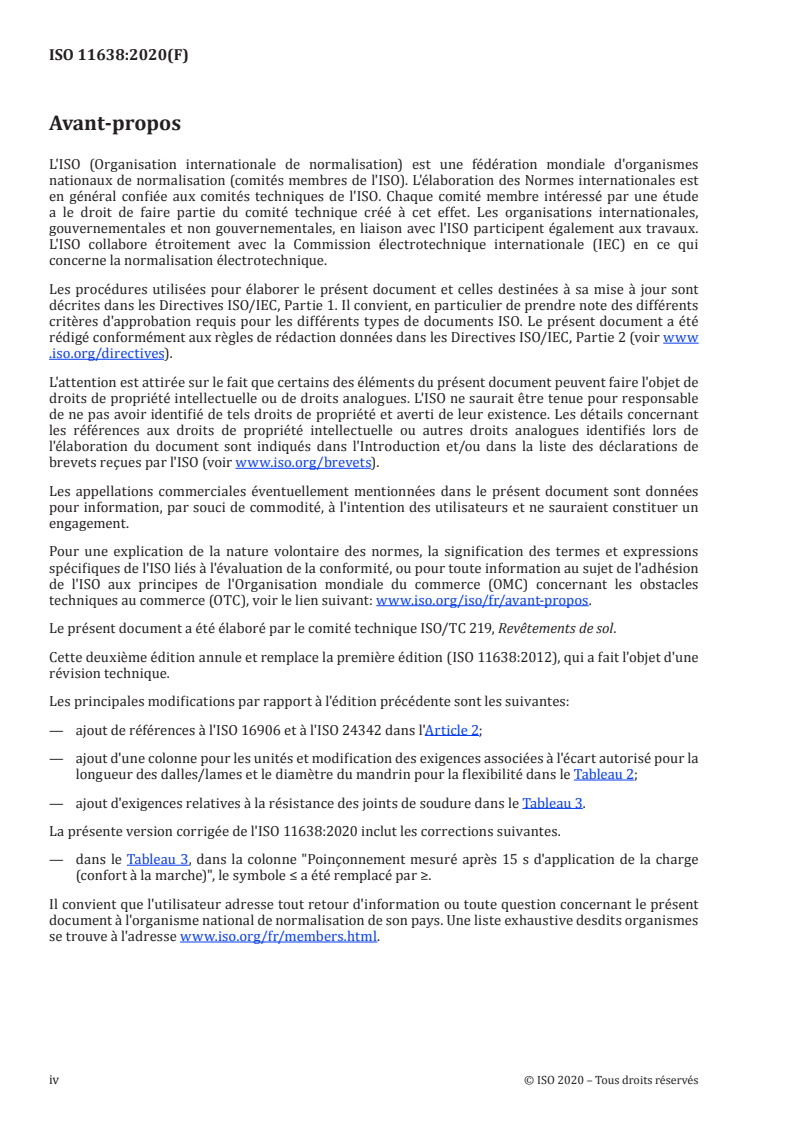 ISO 11638:2020 ISO 11638:2020 - Revêtements de sol résilients — Revêtements de sol hétérogènes sur mousse à base de poly(chlorure de vinyle) — Spécification/6/2021 - Page 4 preview