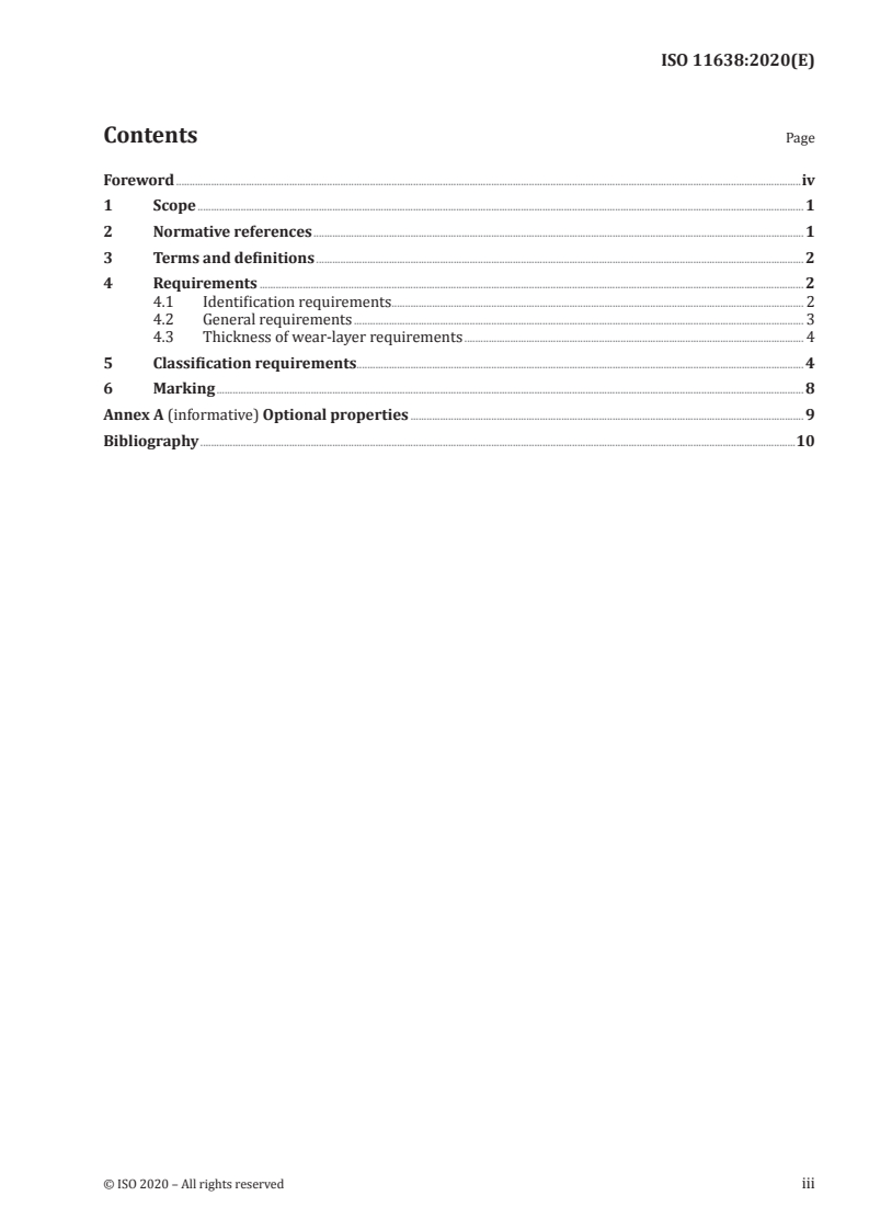 ISO 11638:2020 ISO 11638:2020 - Resilient floor coverings — Heterogeneous poly(vinyl chloride) flooring on foam — Specification/6/2021 - Page 3 preview