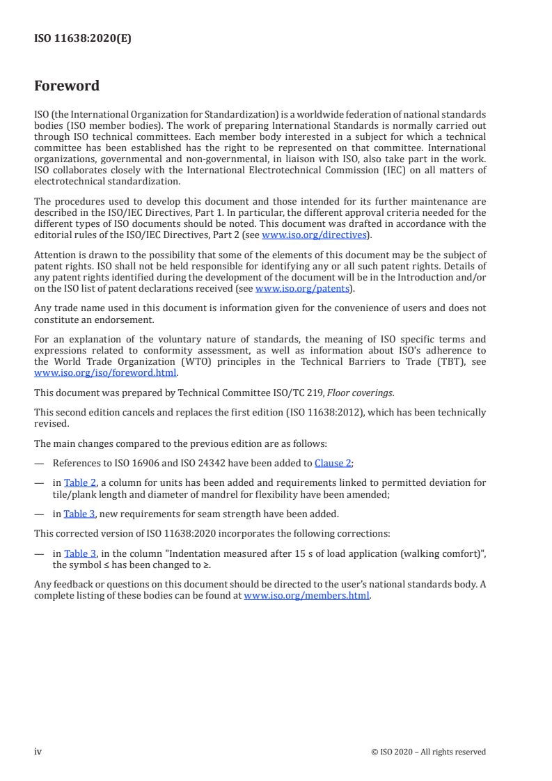 ISO 11638:2020 ISO 11638:2020 - Resilient floor coverings — Heterogeneous poly(vinyl chloride) flooring on foam — Specification/6/2021 - Page 4 preview