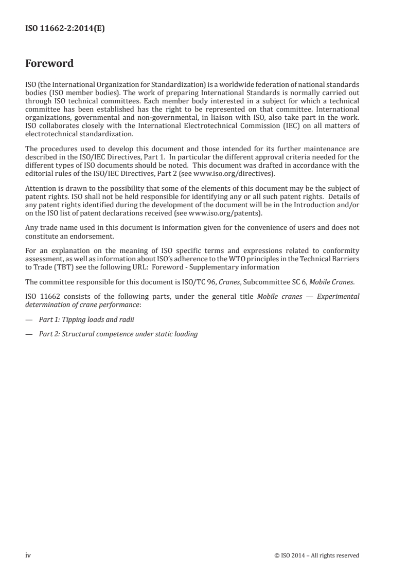 ISO 11662-2:2014 ISO 11662-2:2014 - Mobile cranes — Experimental determination of crane performance — Part 2: Structural competence under static loading/30/2014 - Page 4 preview