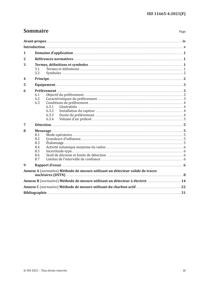 ISO 11665-4:2021 ISO 11665-4:2021 - Mesurage de la radioactivité dans l'environnement — Air: radon 222 — Partie 4: Méthode de mesure intégrée pour la détermination de l'activité volumique moyenne du radon avec un prélèvement passif et une analyse en différé
Released:3/26/2021 - Page 3 preview