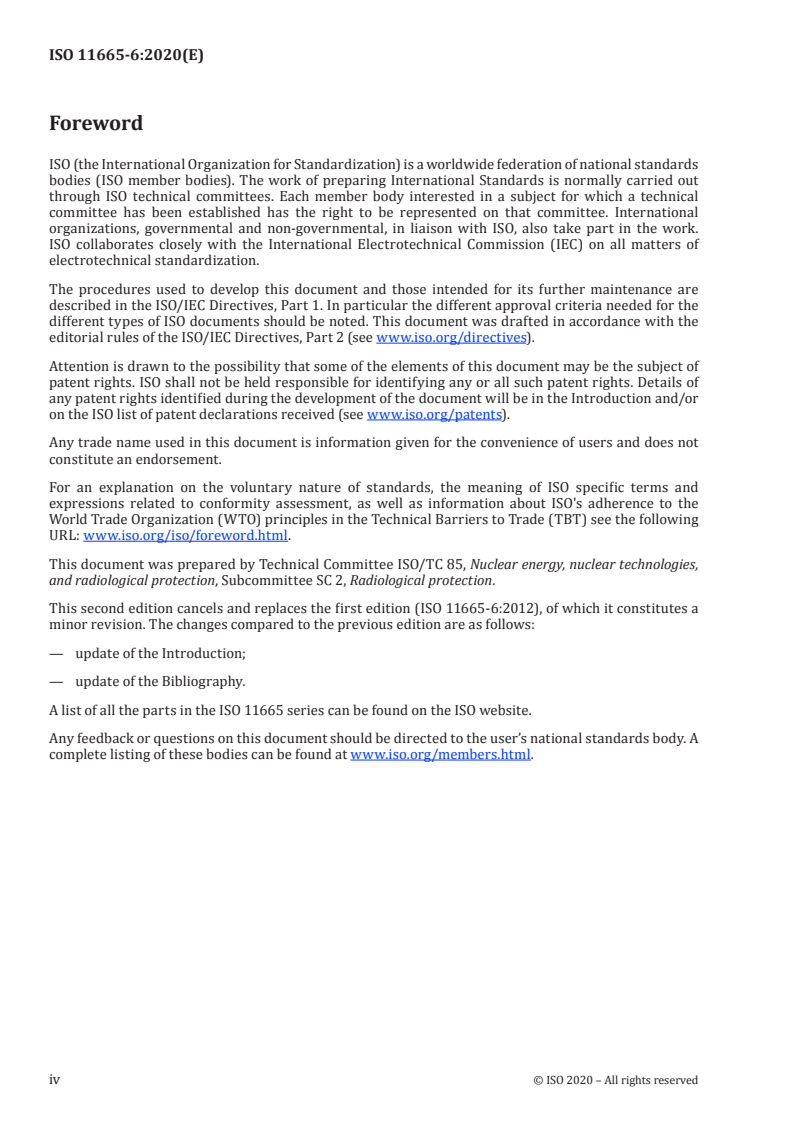 ISO 11665-6:2020 ISO 11665-6:2020 - Measurement of radioactivity in the environment — Air: radon-222 — Part 6: Spot measurement methods of the activity concentration/13/2020 - Page 4 preview