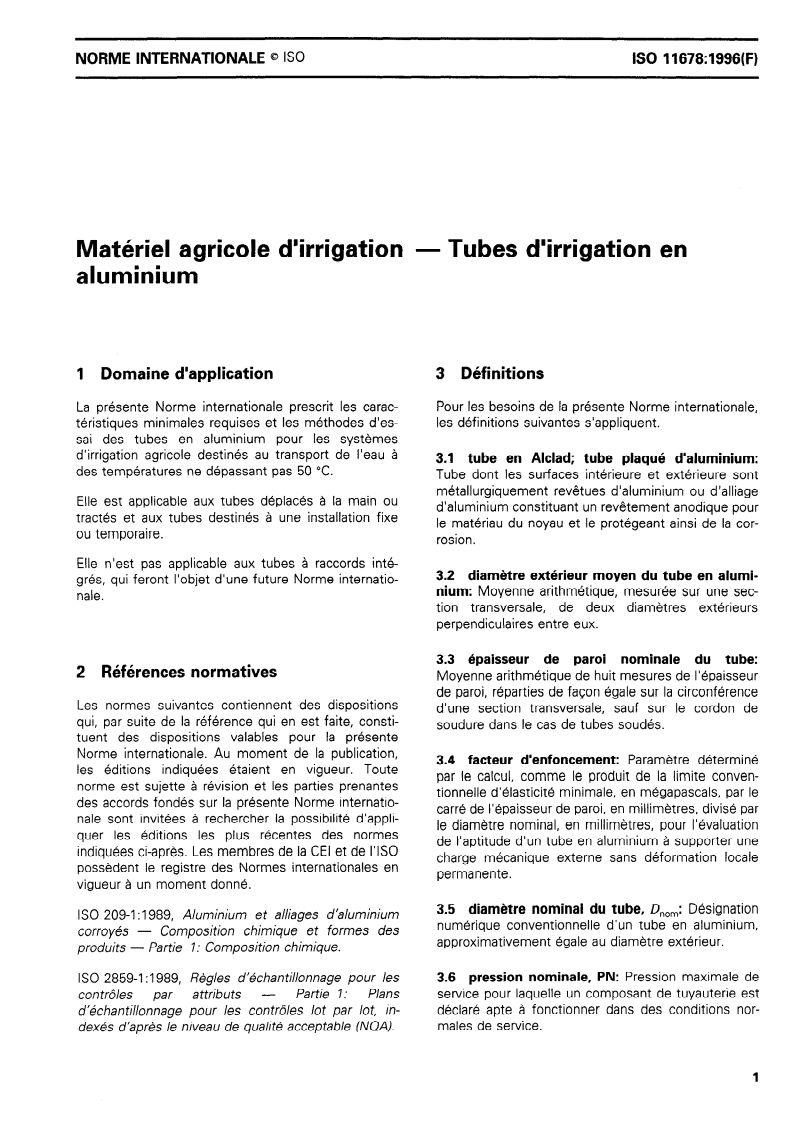 ISO 11678:1996 ISO 11678:1996 - Matériel agricole d'irrigation — Tubes d'irrigation en aluminium/14/1996 - Page 3 preview