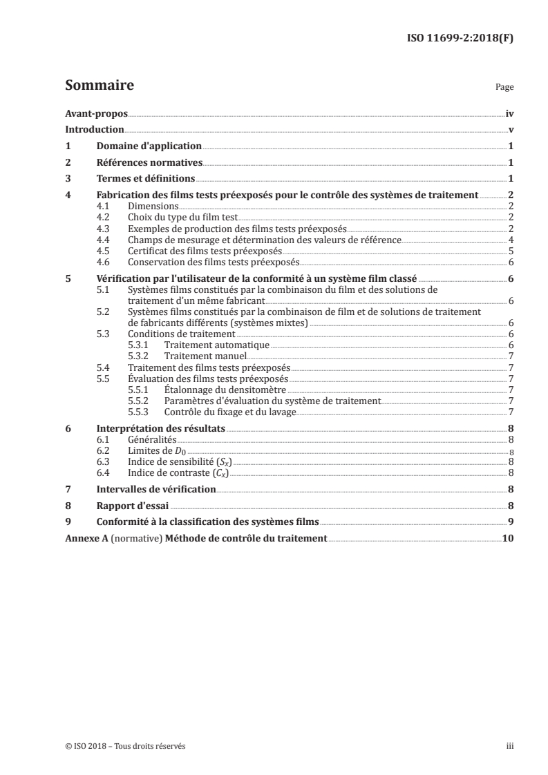 ISO 11699-2:2018 ISO 11699-2:2018 - Essais non destructifs — Films utilisés en radiographie industrielle — Partie 2: Contrôle du traitement des films au moyen de valeurs de référence/7/2018 - Page 3 preview
