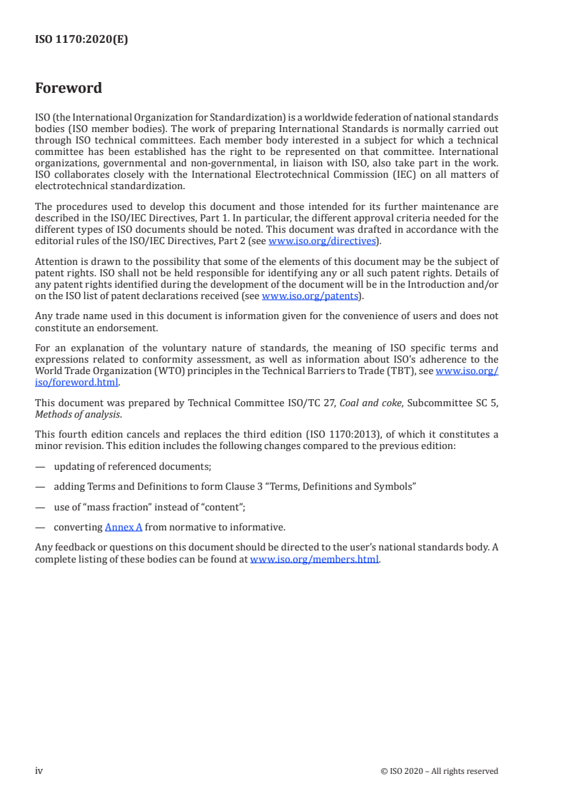 ISO 1170:2020 ISO 1170:2020 - Coal and coke — Calculation of analyses to different bases/9/2020 - Page 4 preview