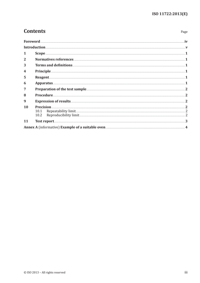 ISO 11722:2013 ISO 11722:2013 - Solid mineral fuels — Hard coal — Determination of moisture in the general analysis test sample by drying in nitrogen/15/2013 - Page 3 preview