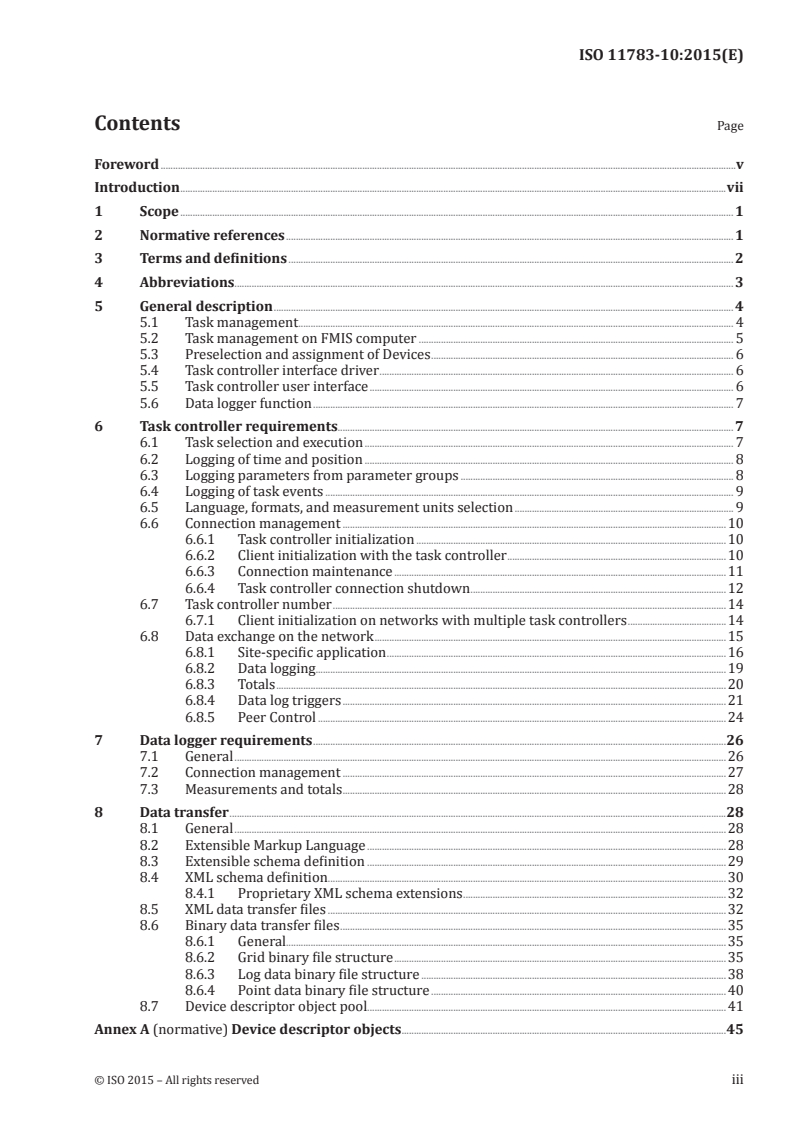ISO 11783-10:2015 ISO 11783-10:2015 - Tractors and machinery for agriculture and forestry — Serial control and communications data network — Part 10: Task controller and management information system data interchange/9/2015 - Page 3 preview