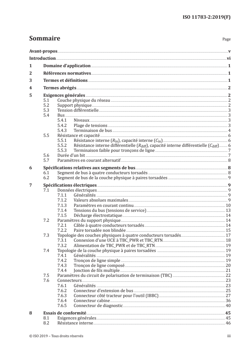 ISO 11783-2:2019 ISO 11783-2:2019 - Tracteurs et matériels agricoles et forestiers — Réseaux de commande et de communication de données en série — Partie 2: Couche physique/1/2019 - Page 3 preview