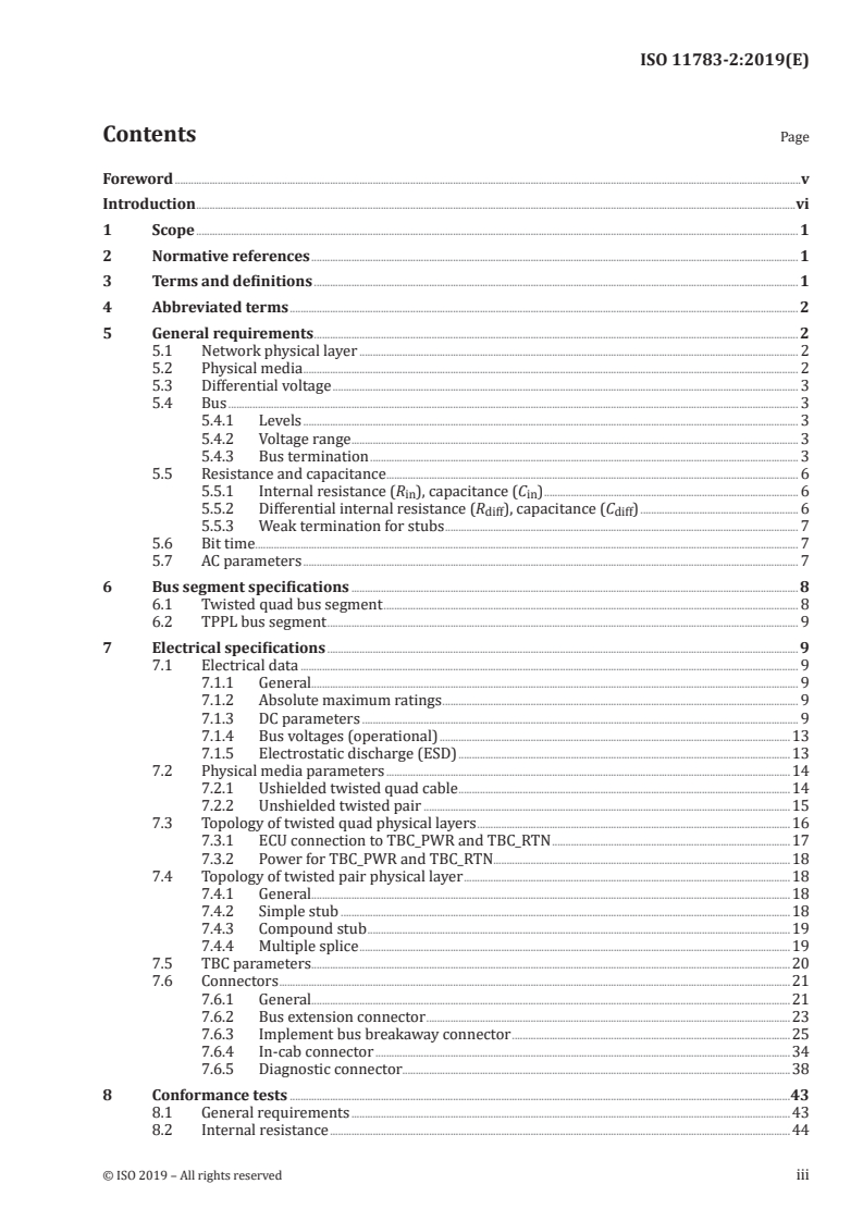 ISO 11783-2:2019 ISO 11783-2:2019 - Tractors and machinery for agriculture and forestry — Serial control and communications data network — Part 2: Physical layer/1/2019 - Page 3 preview