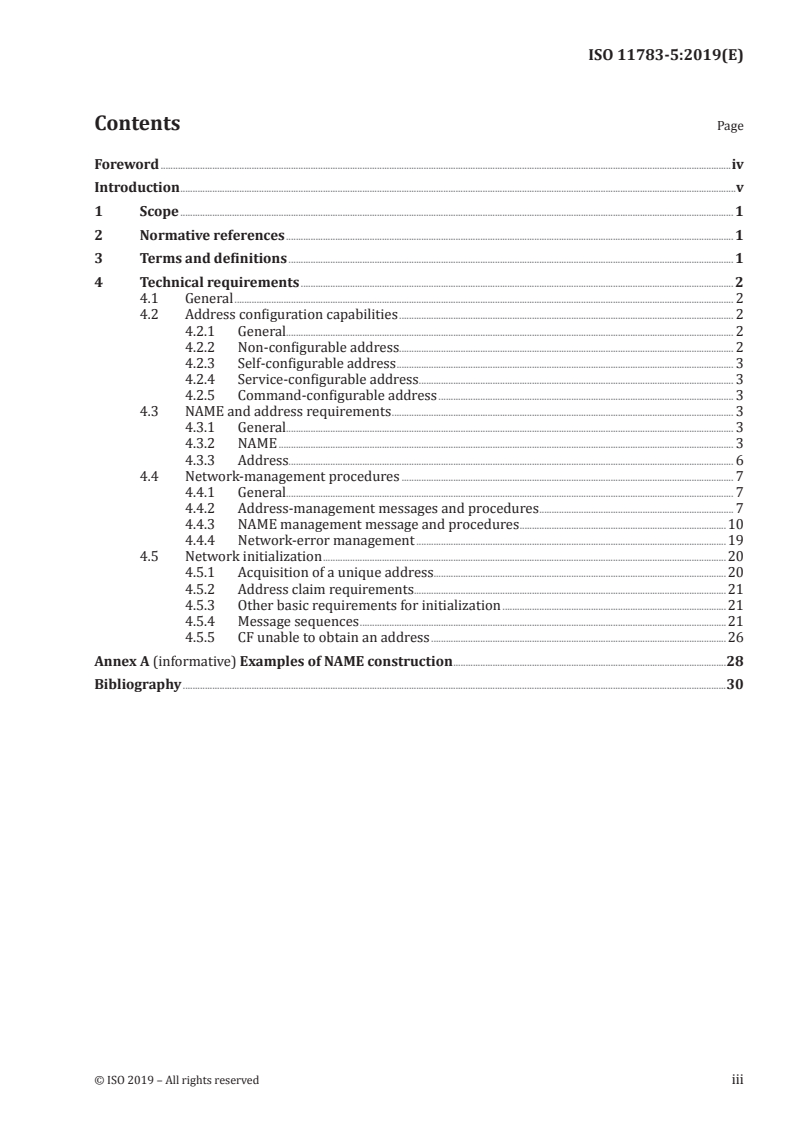 ISO 11783-5:2019 ISO 11783-5:2019 - Tractors and machinery for agriculture and forestry — Serial control and communications data network — Part 5: Network management/24/2019 - Page 3 preview