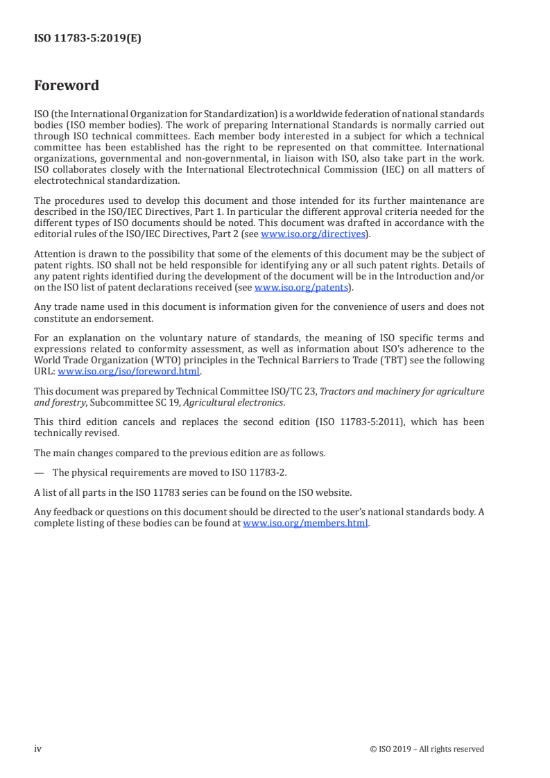 ISO 11783-5:2019 ISO 11783-5:2019 - Tractors and machinery for agriculture and forestry — Serial control and communications data network — Part 5: Network management/24/2019 - Page 4 preview