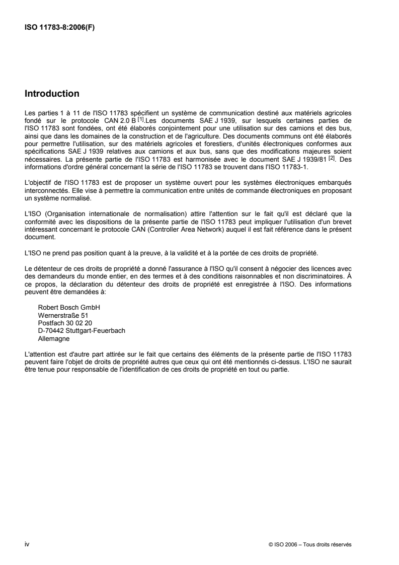 ISO 11783-8:2006 ISO 11783-8:2006 - Tracteurs et matériels agricoles et forestiers — Réseaux de commande et de communication de données en série — Partie 8: Messages de gestion de la transmission (boîte de vitesses)/2/2006 - Page 4 preview