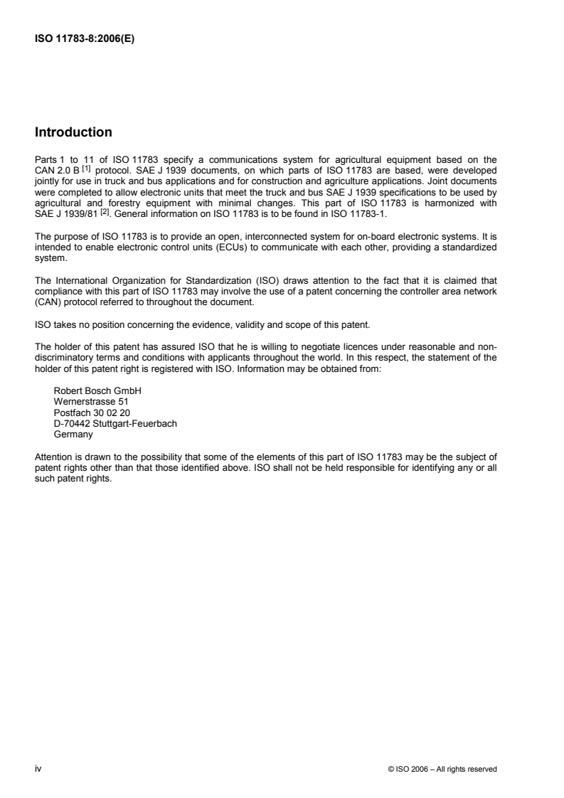 ISO 11783-8:2006 ISO 11783-8:2006 - Tractors and machinery for agriculture and forestry — Serial control and communications data network — Part 8: Power train messages/6/2006 - Page 4 preview