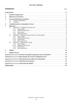 ISO 1183-1:2025 - Plastiques — Méthodes de détermination de la masse volumique des plastiques non alvéolaires — Partie 1: Méthode par immersion, méthode du pycnomètre en milieu liquide et méthode par titrage
Released:19. 06. 2025 - Page 3 preview