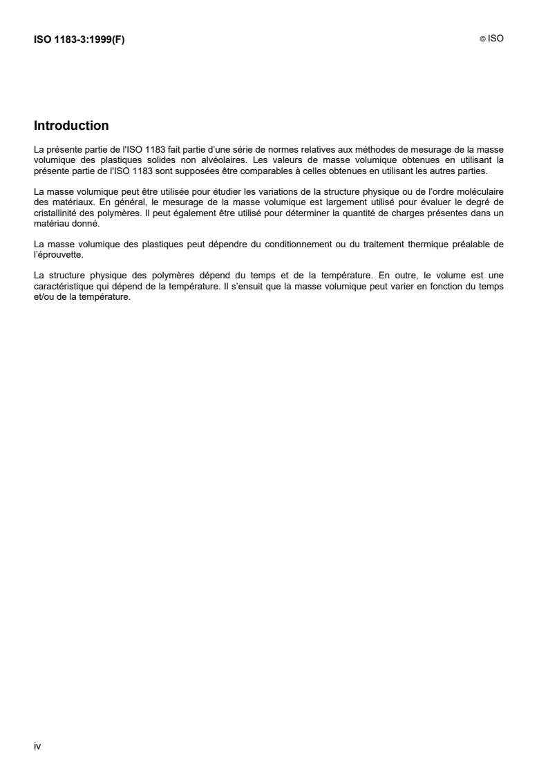 ISO 1183-3:1999 ISO 1183-3:1999 - Plastiques — Méthodes pour déterminer la masse volumique des plastiques non alvéolaires — Partie 3: Méthode utilisant un pycnomètre à gaz/30/1999 - Page 4 preview