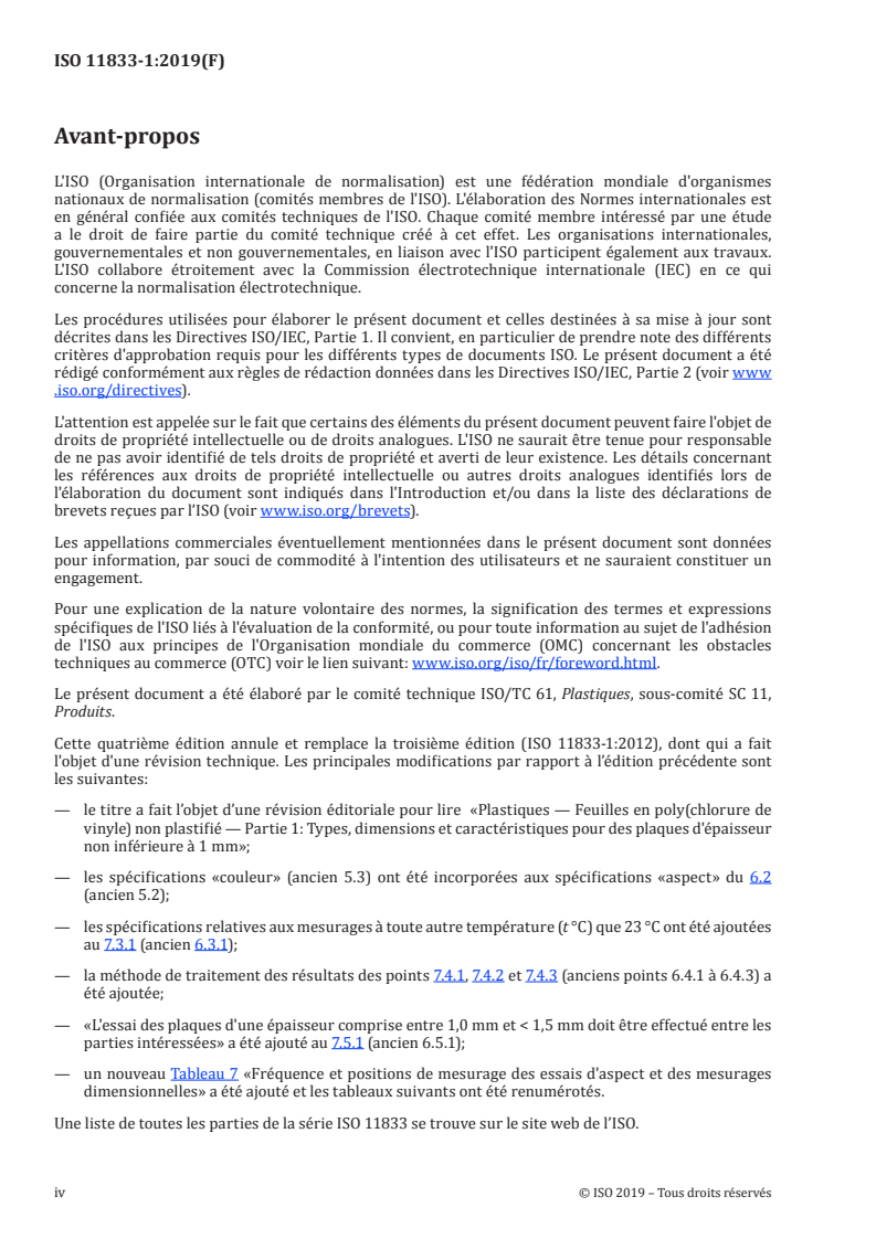ISO 11833-1:2019 ISO 11833-1:2019 - Plastiques — Feuilles en poly(chlorure de vinyle) non plastifié — Partie 1: Types, dimensions et caractéristiques pour des plaques d'épaisseur non inférieure à 1 mm/12/2019 - Page 4 preview