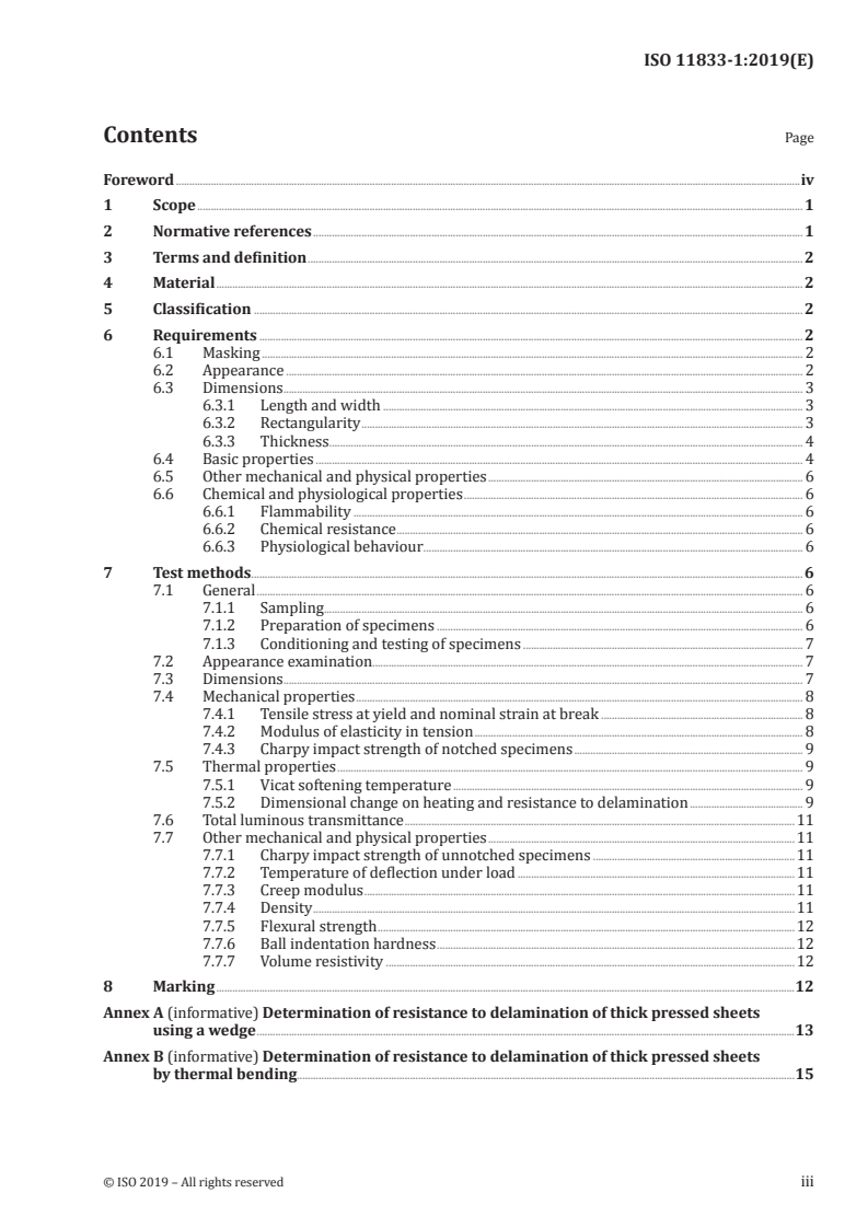 ISO 11833-1:2019 ISO 11833-1:2019 - Plastics — Unplasticized poly(vinyl chloride) sheets — Part 1: Types, dimensions and characteristics for sheets of thickness not less than 1 mm/12/2019 - Page 3 preview