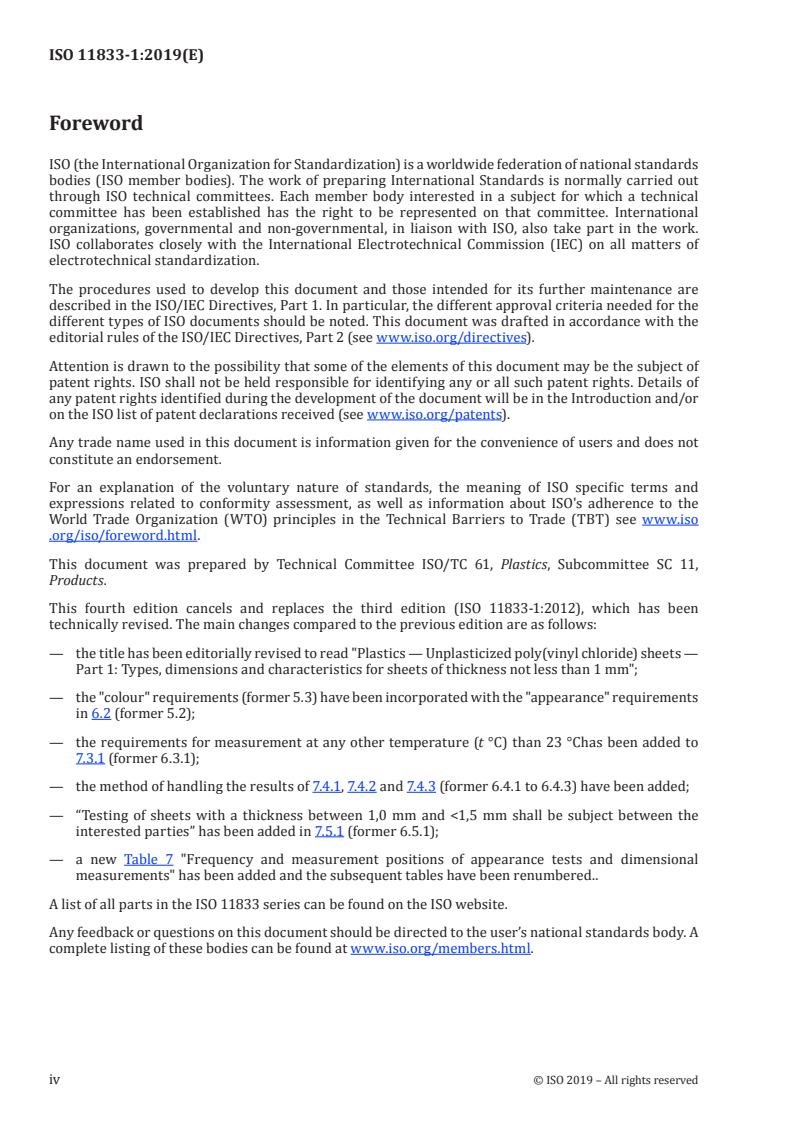ISO 11833-1:2019 ISO 11833-1:2019 - Plastics — Unplasticized poly(vinyl chloride) sheets — Part 1: Types, dimensions and characteristics for sheets of thickness not less than 1 mm/12/2019 - Page 4 preview